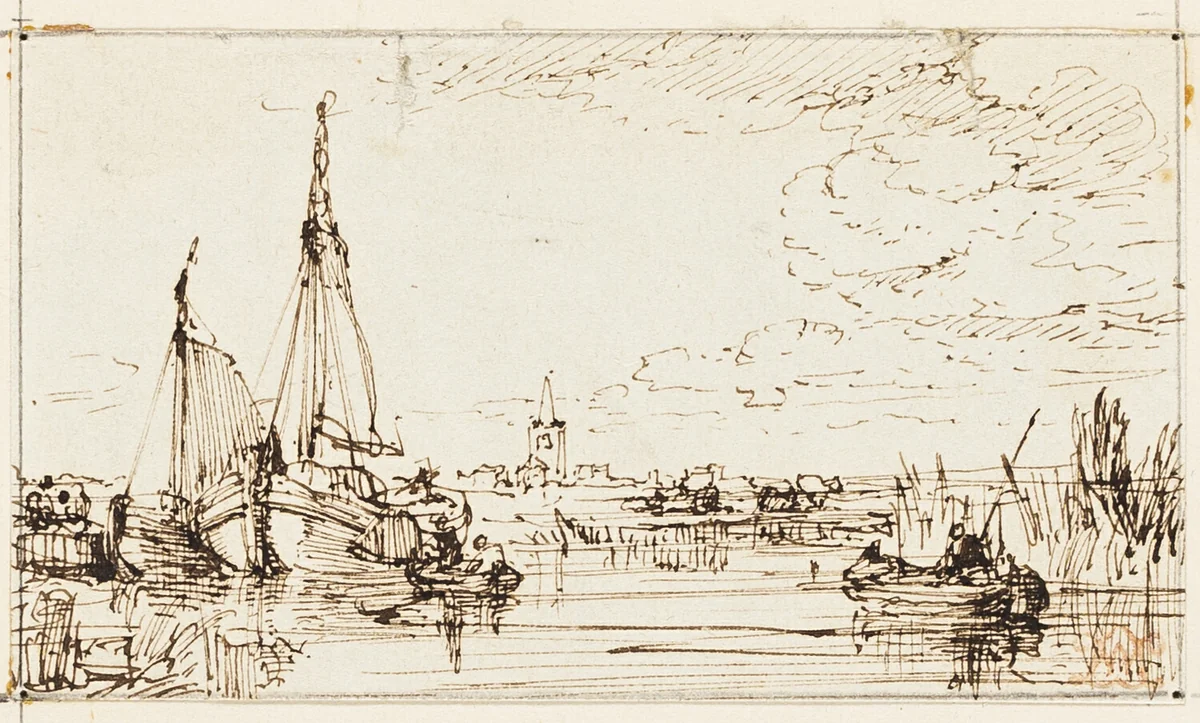 On the Thames by William Leighton Leitch, drawing, 1824-1883