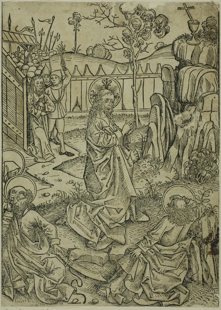 Christ on Mount of Olives, page 52 from the Treasury (Schatzbehalter) by Michael Wolgemut, print, 1491