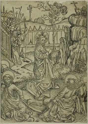 Christ on Mount of Olives, page 52 from the Treasury (Schatzbehalter) by Michael Wolgemut, print, 1491
