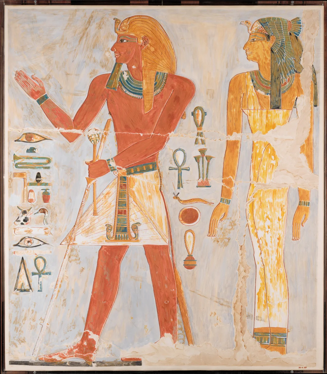 Thutmose I and His Mother Seniseneb by Nina de Garis Davies, artwork, -1473--1458