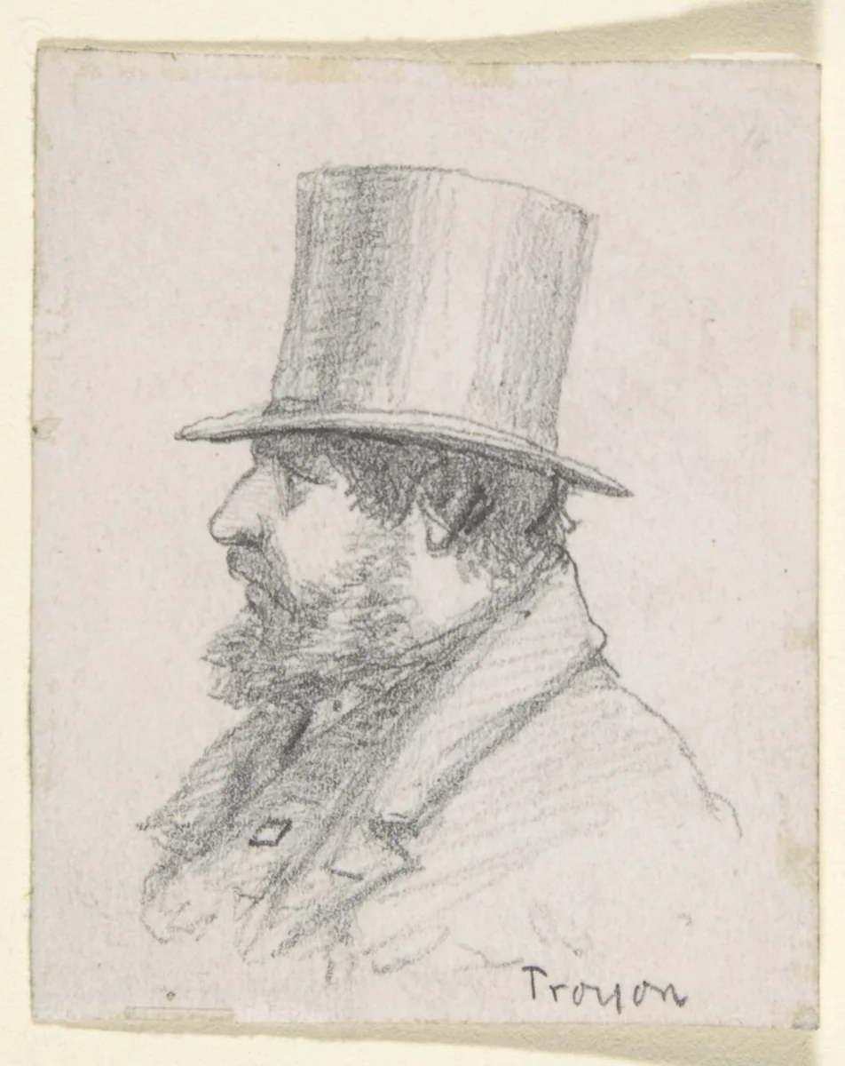 Portrait of Troyon by anonymous, drawing, 1800-1899