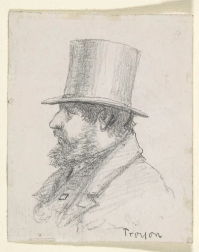 Portrait of Troyon by anonymous, drawing, 1800-1899