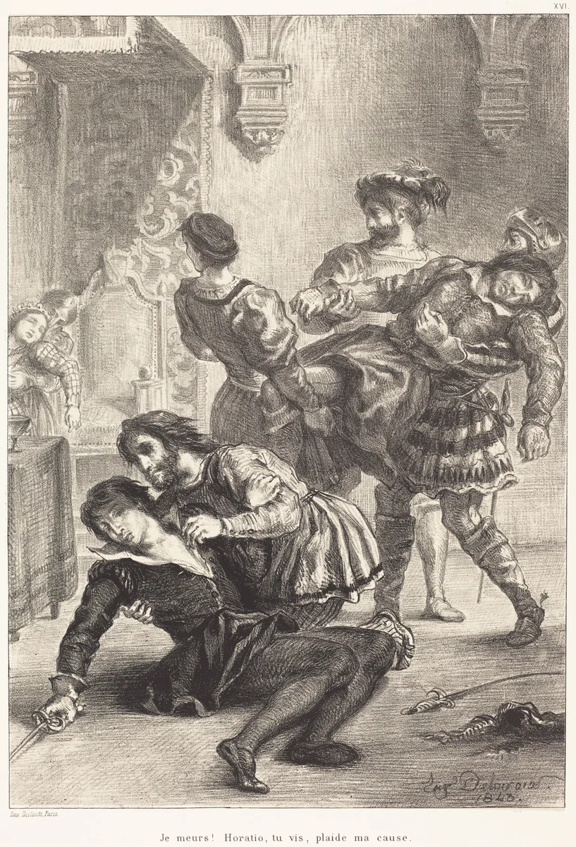 The Death of Hamlet (Act V, Scene II) by Eugène Delacroix, portfolio, 1843