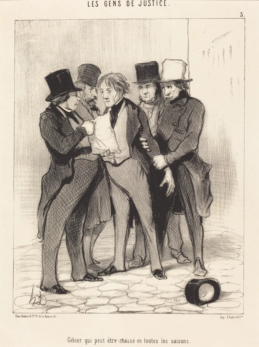 Gibier qui peut être chassé en toutes les saisons by Honoré Daumier, print, 1845