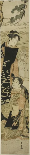 The sisters Matsukaze and Murasame on the shores of Suma by Utagawa Toyokuni I (初代 歌川 豊国), print, 1785-1815