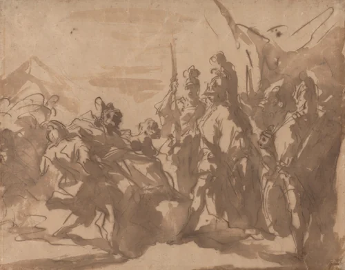 The Wounded Porus before Alexander the Great by Giovanni Antonio Pellegrini, drawing, 1708