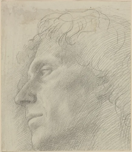 Head of a Man Facing Left by Alphonse Legros, drawing, 1837-1911