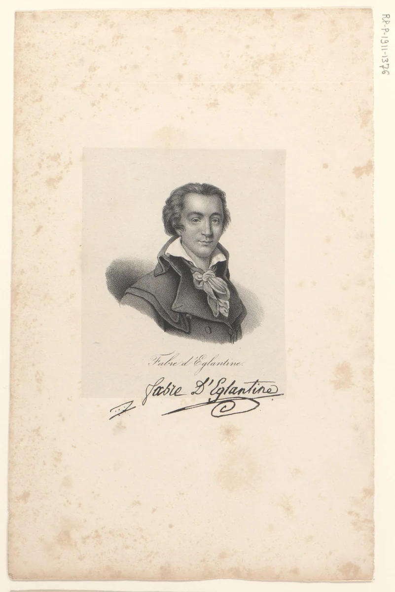 Portret van Fabre d'Églantine by anonymous, print, 1818-1842