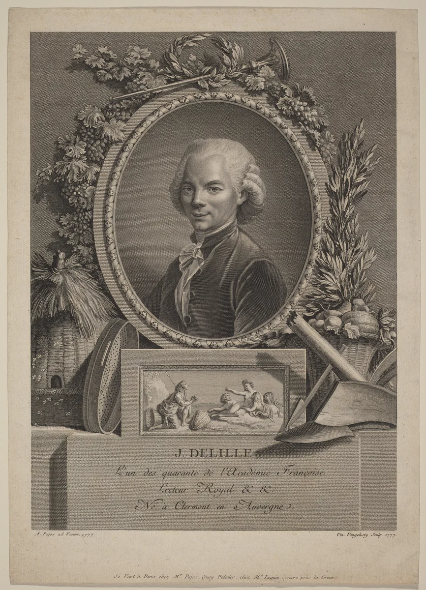Jacques Delille by Vincenzo Vangelisti, André Pujos, print, 1777