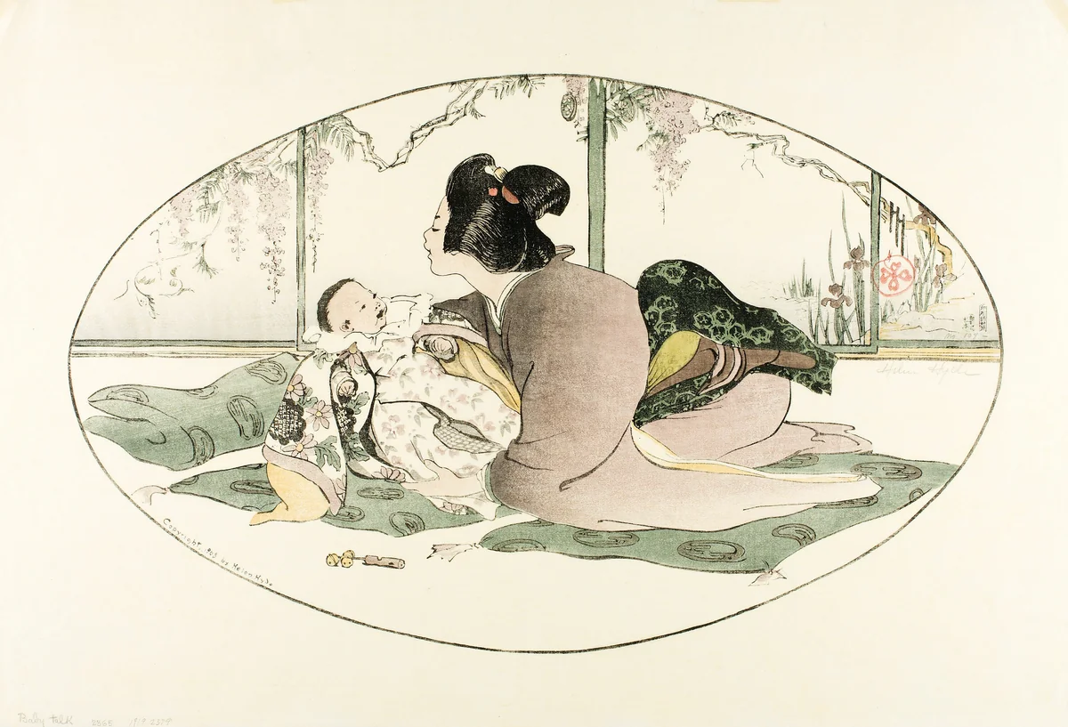 Baby Talk by Helen Hyde, print, 1908