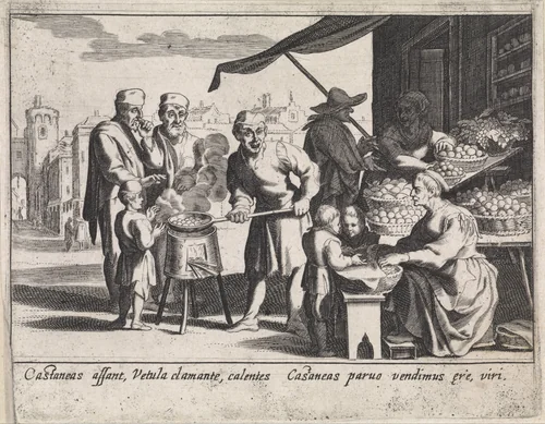 Verkoper van kastanjes by anonymous, print, 1613-1667