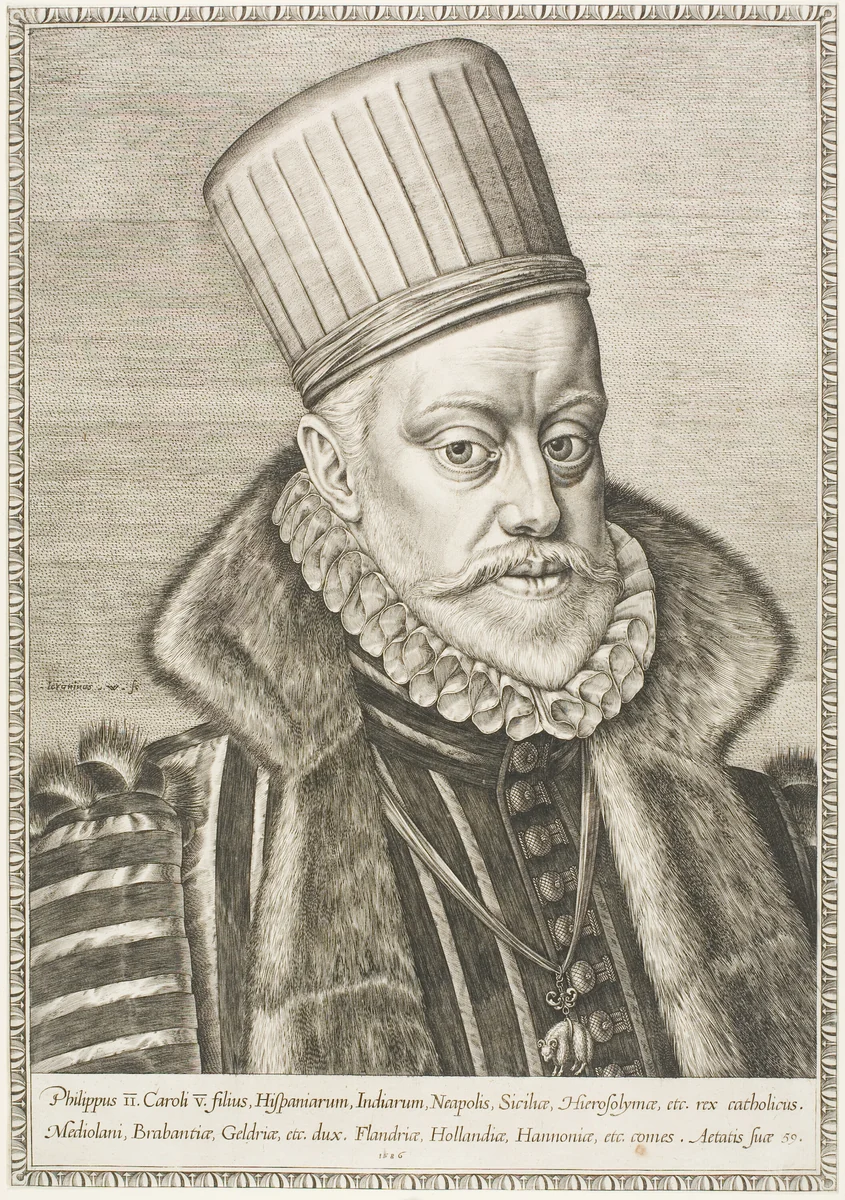 Phillip II, King of Spain by Hieronymus Wierix, print, 1586