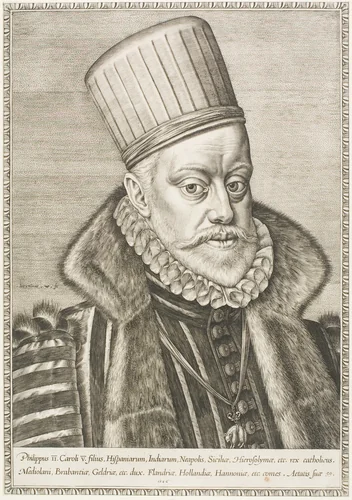 Phillip II, King of Spain by Hieronymus Wierix, print, 1586