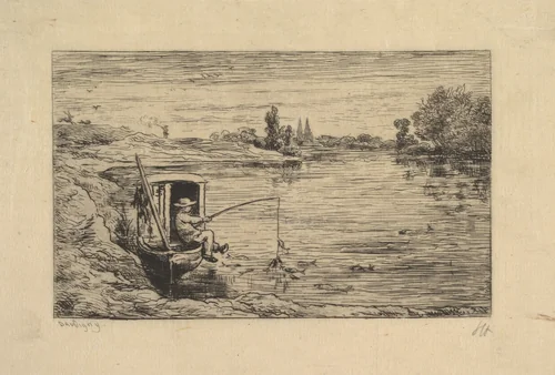 The Cabin Boy Fishing by Charles-François Daubigny, print, 1861