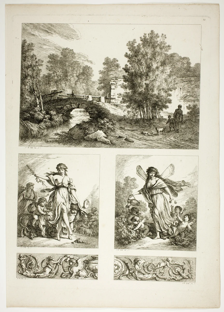 Plate 22 of 38 from Oeuvres de J. B. Huet by Jean Baptiste Huet, print, 1796-1799
