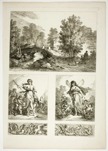 Plate 22 of 38 from Oeuvres de J. B. Huet by Jean Baptiste Huet, print, 1796-1799