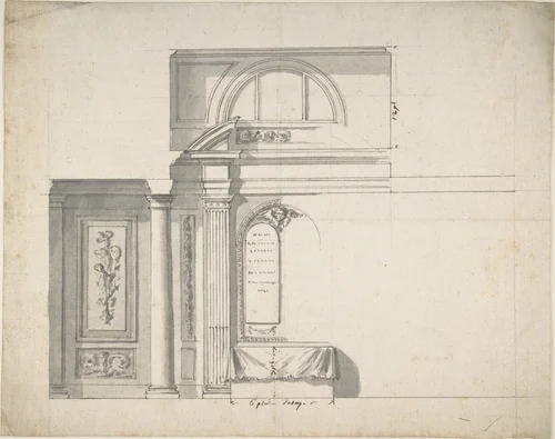 Design for a monument by anonymous, drawing, 1700-1800