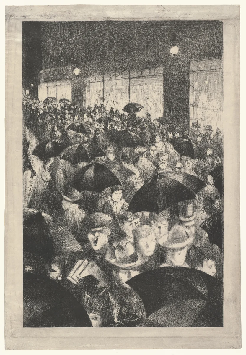 Wet Evening Oxford Street by Christopher Richard Wynne Nevinson, print, 1919