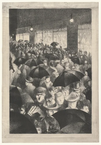 Wet Evening Oxford Street by Christopher Richard Wynne Nevinson, print, 1919