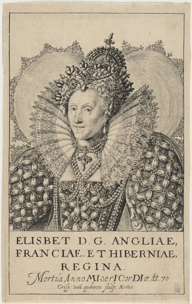 Queen Elizabeth by Crispyn van den Queboorn, print, 1625