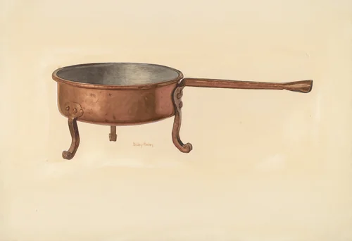Bishop Hill: Copper Skillet by Bisby Finley, index of american design, 1938