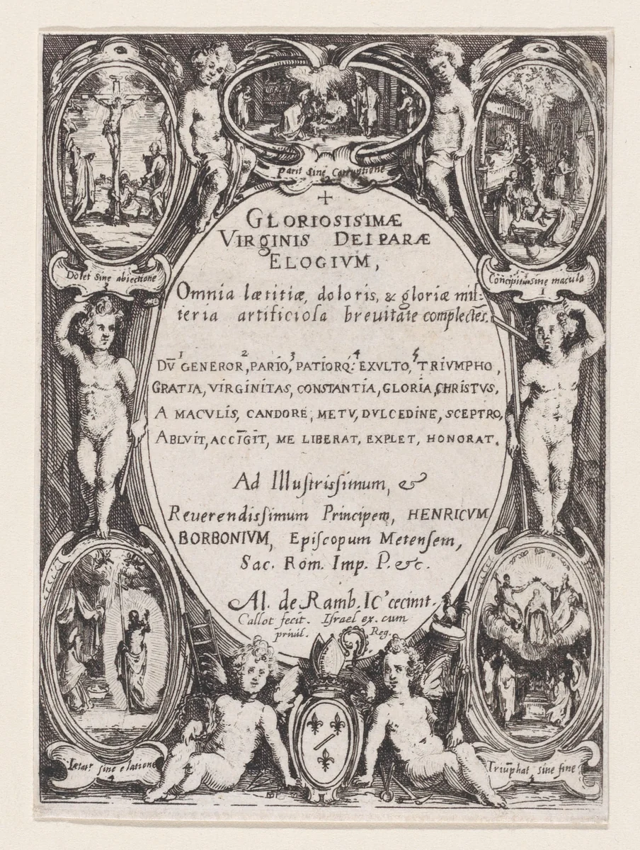 Frontispiece, from "Gloriosissimae" by Jacques Callot, print, 1610-1700