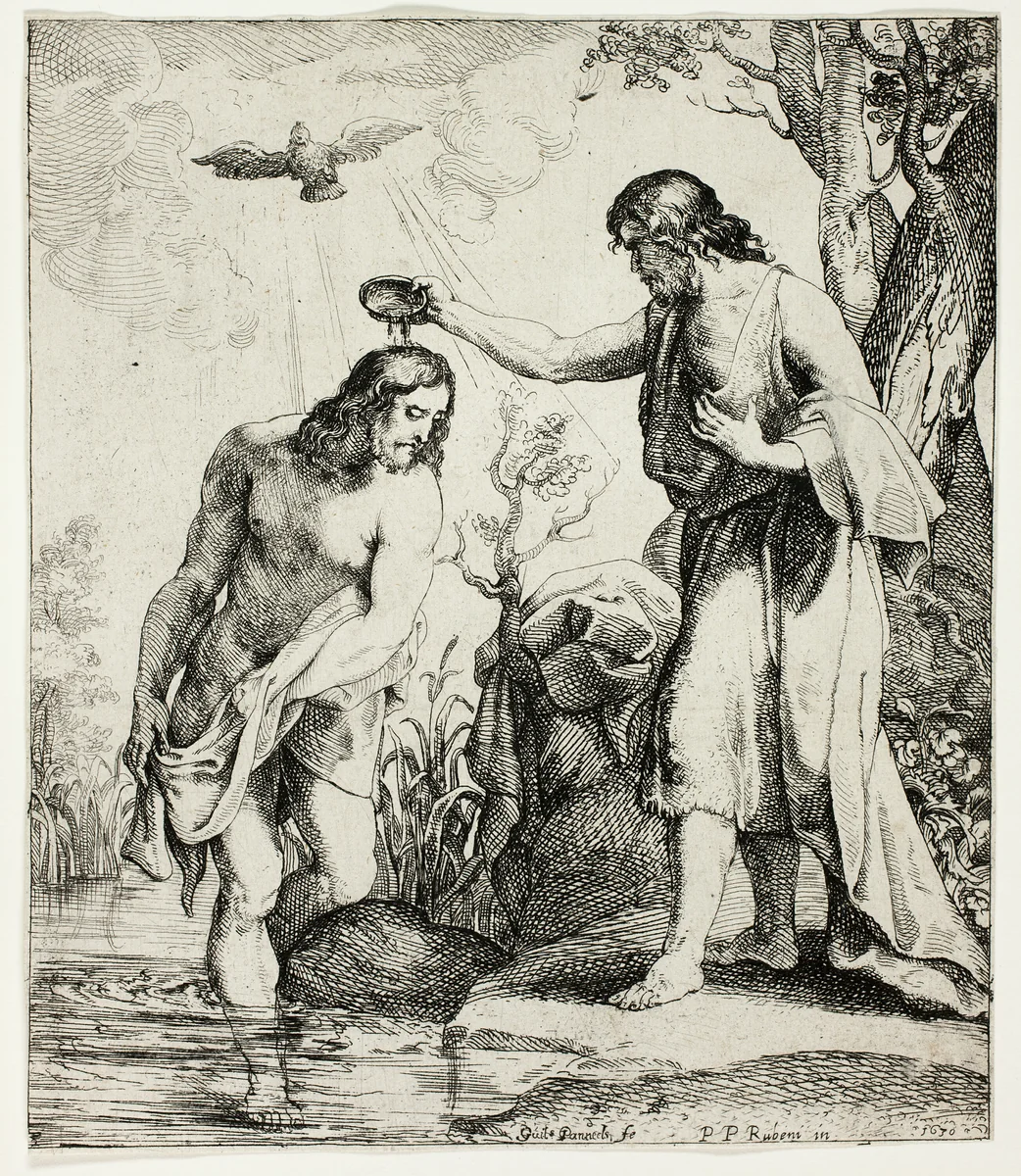The Baptism of Christ by Willem Panneels, print, 1630