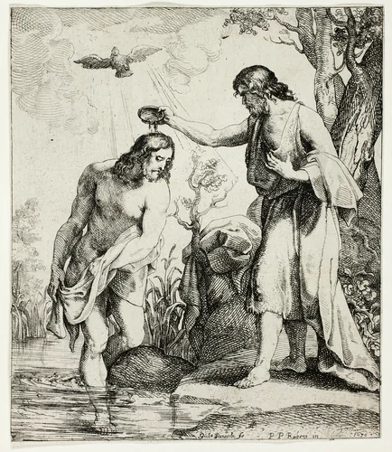 The Baptism of Christ by Willem Panneels, print, 1630
