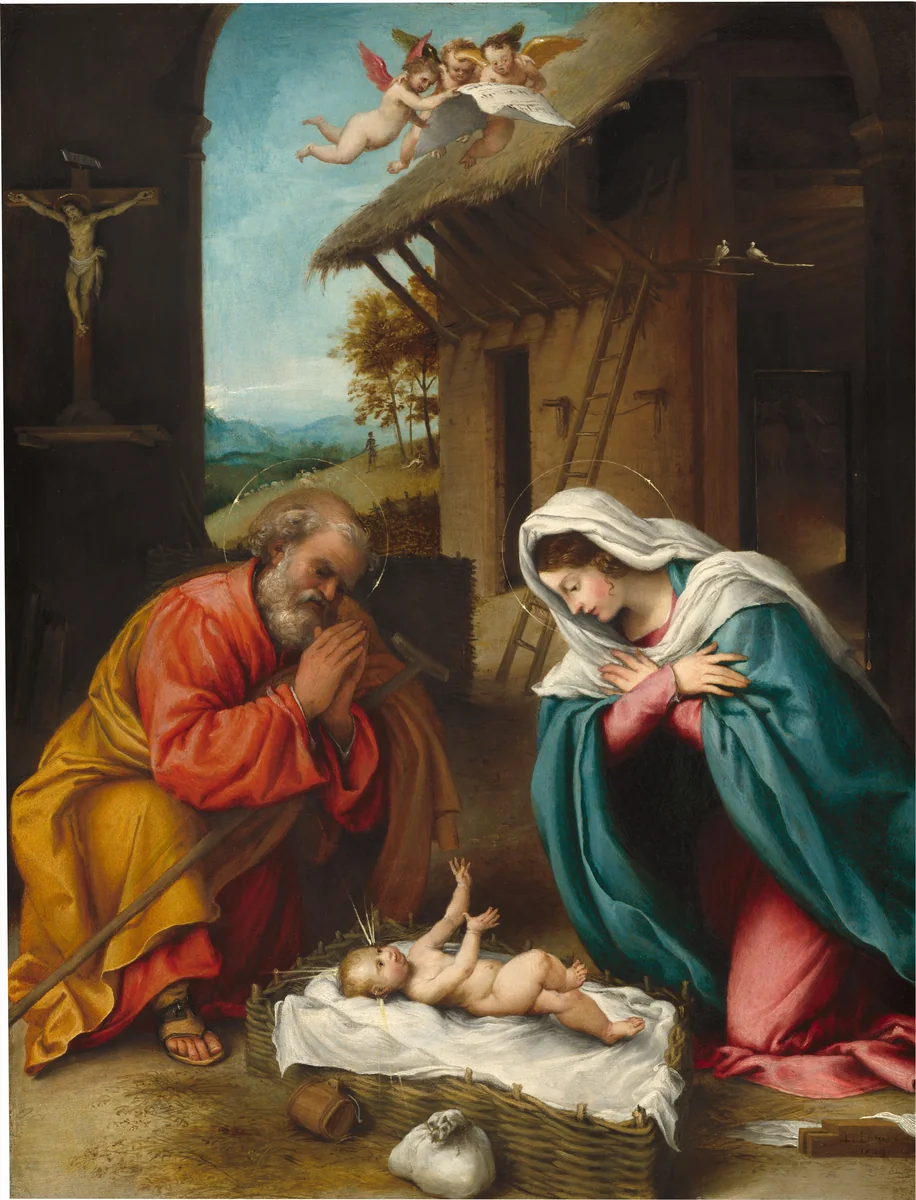 The Nativity by Lorenzo Lotto, painting, 1523