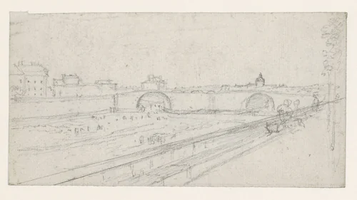 Seine-brug by Georges Michel, drawing, 1773-1843