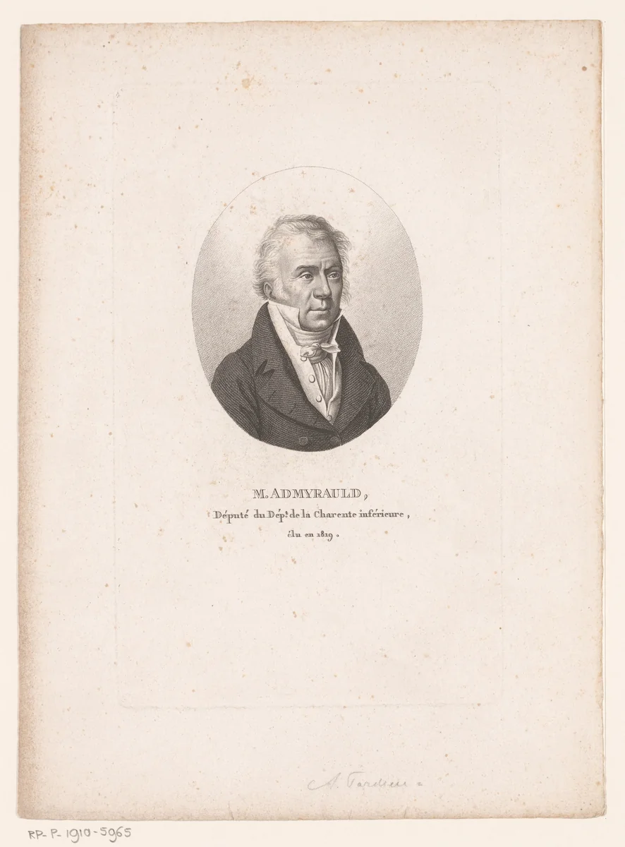 Portret van Jean-Louis Admyrauld by Ambroise Tardieu, print, 1820-1821