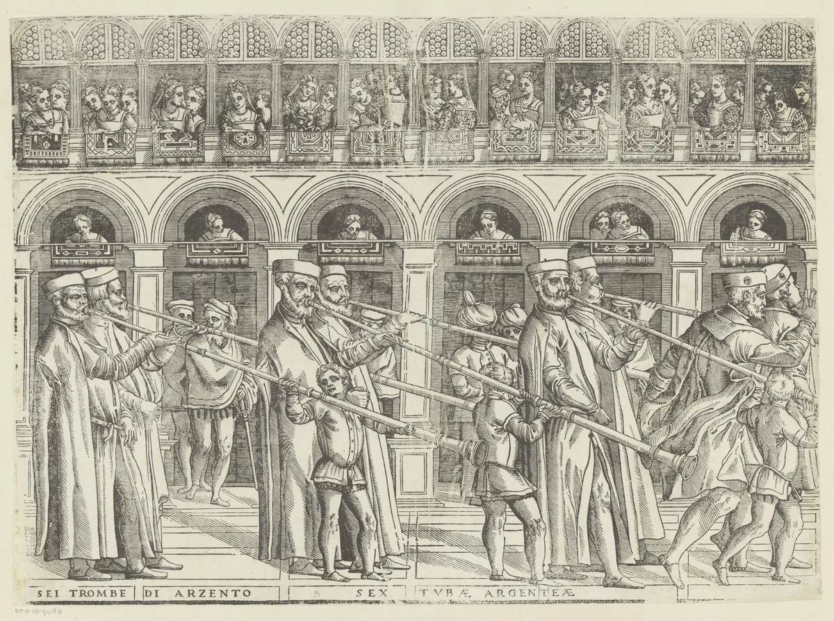 Processie van de doge van Venetië by anonymous, print, 1555-1560