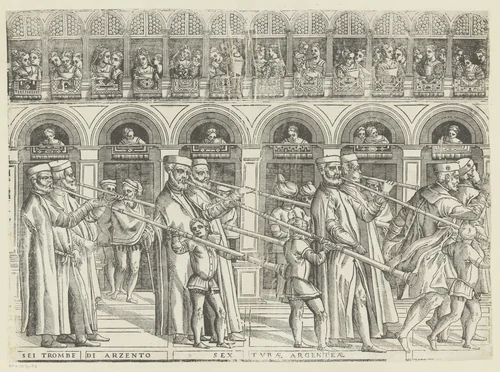 Processie van de doge van Venetië by anonymous, print, 1555-1560