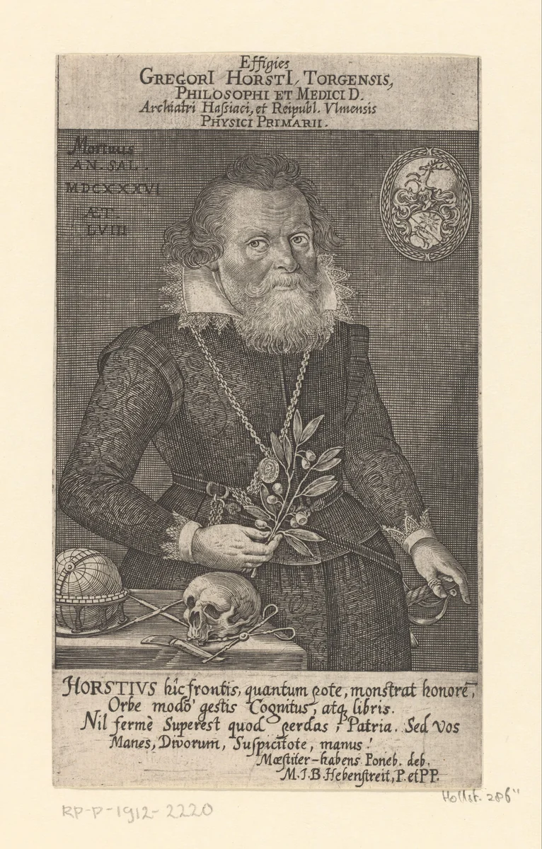 Portret van Gregor Horst op 58-jarige leeftijd by Lucas Kilian, print, 1636