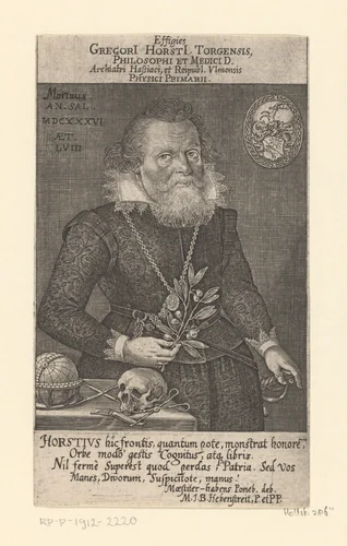 Portret van Gregor Horst op 58-jarige leeftijd by Lucas Kilian, print, 1636