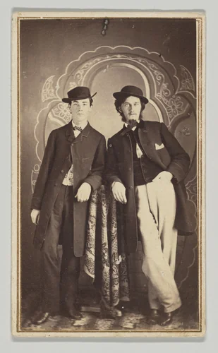 [Two Men Standing in Front of Backdrop] by D. A. Douglass, photograph, 1860-1869