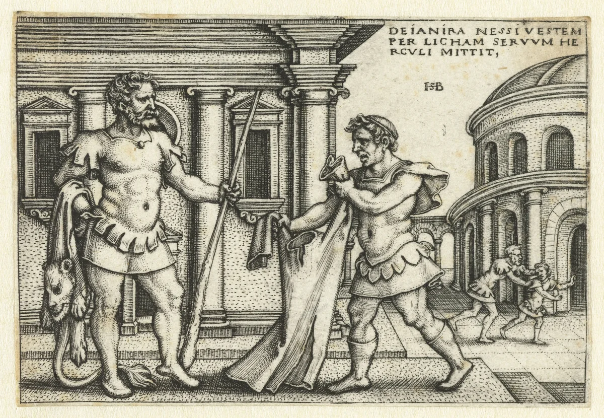 Lichas brengt Hercules het gewaad van Nessus by Unknown, print, 1542-1548