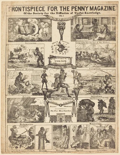 Frontispiece for the Penny Magazine of the Society for the Diffusion of Knowledge: Vo by British 19th Century, print, 1800-1899