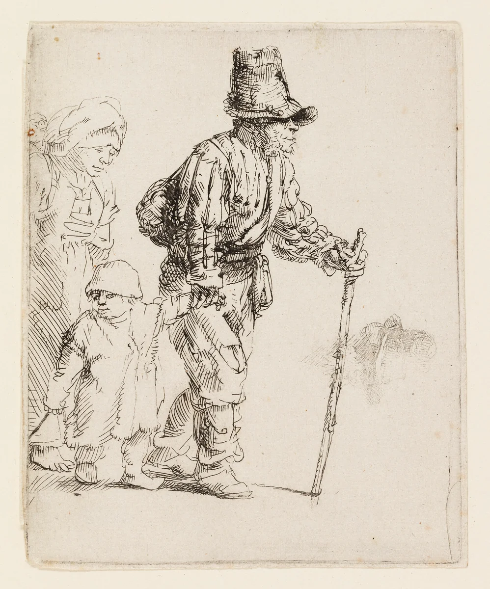 Peasant Family on the Tramp by Rembrandt van Rijn, print, 1647-1657