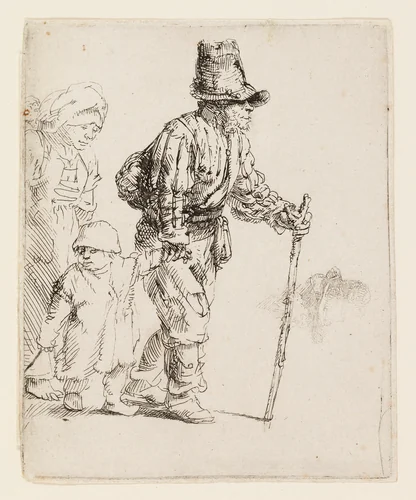 Peasant Family on the Tramp by Rembrandt van Rijn, print, 1647-1657