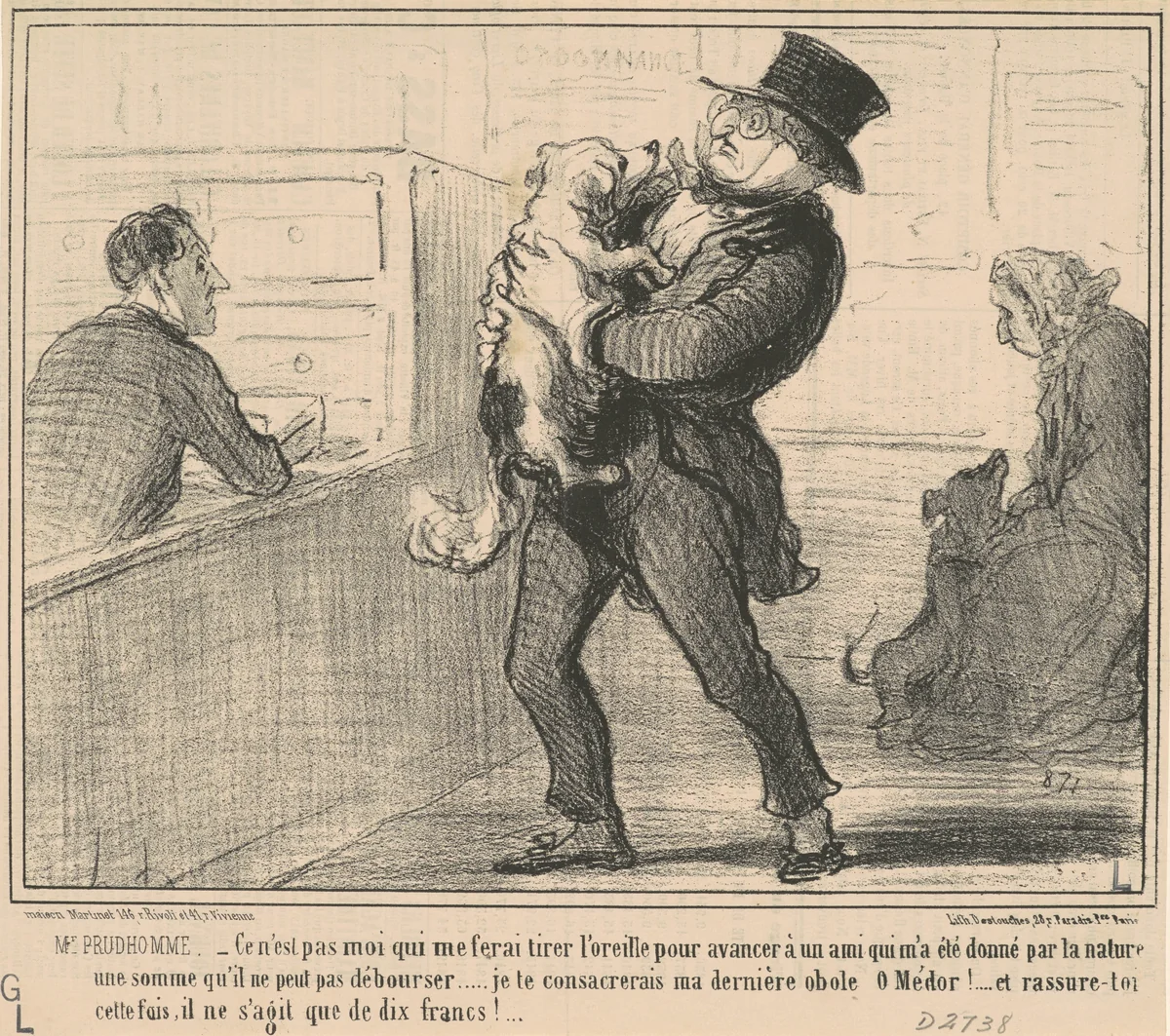 Mr Prudhomme...ce n'est pas moi qui me ferai ... by Honoré Daumier, print, 1856