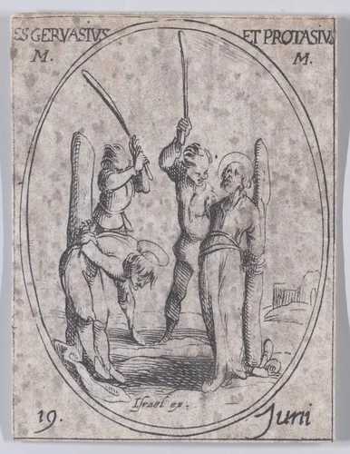 S. Gervais et S. Protais, martyrs (St. Gervase and Protase, Martyrs), from "Les Images De Tous Les Saincts et Saintes de L'Année" (Images of All of the Saints and Religious Events of the Year) by Jacques Callot, print, 1636