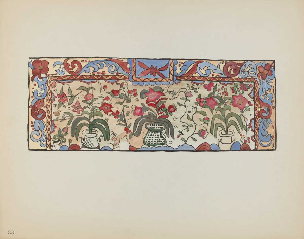 Plate 23: Painting on Buckskin, Laguna: From Portfolio "Spanish Colonial Designs of New Mexico" by American 20th Century, index of american design, 1935-1942