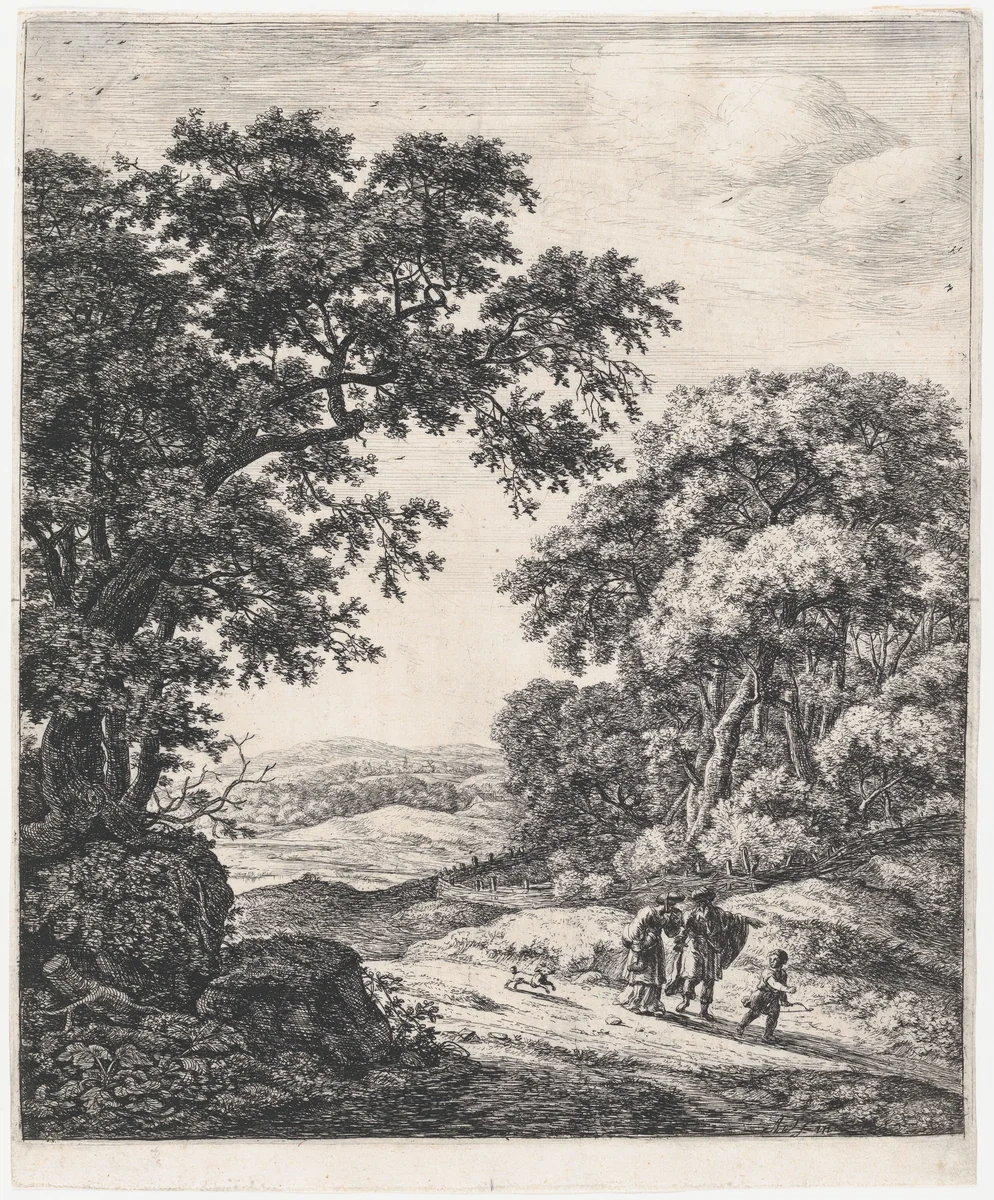 The Departure of Hagar by Anthonie Waterloo, print, 1620-1690