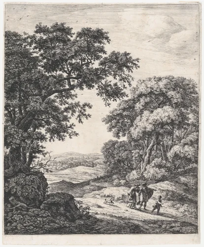 The Departure of Hagar by Anthonie Waterloo, print, 1620-1690