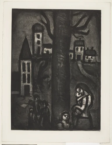 In the Old Suburb of Long Suffering (Aux vieux faubourg de longues peines), plate X from Miserere by Georges Rouault, illustrated book, 1923