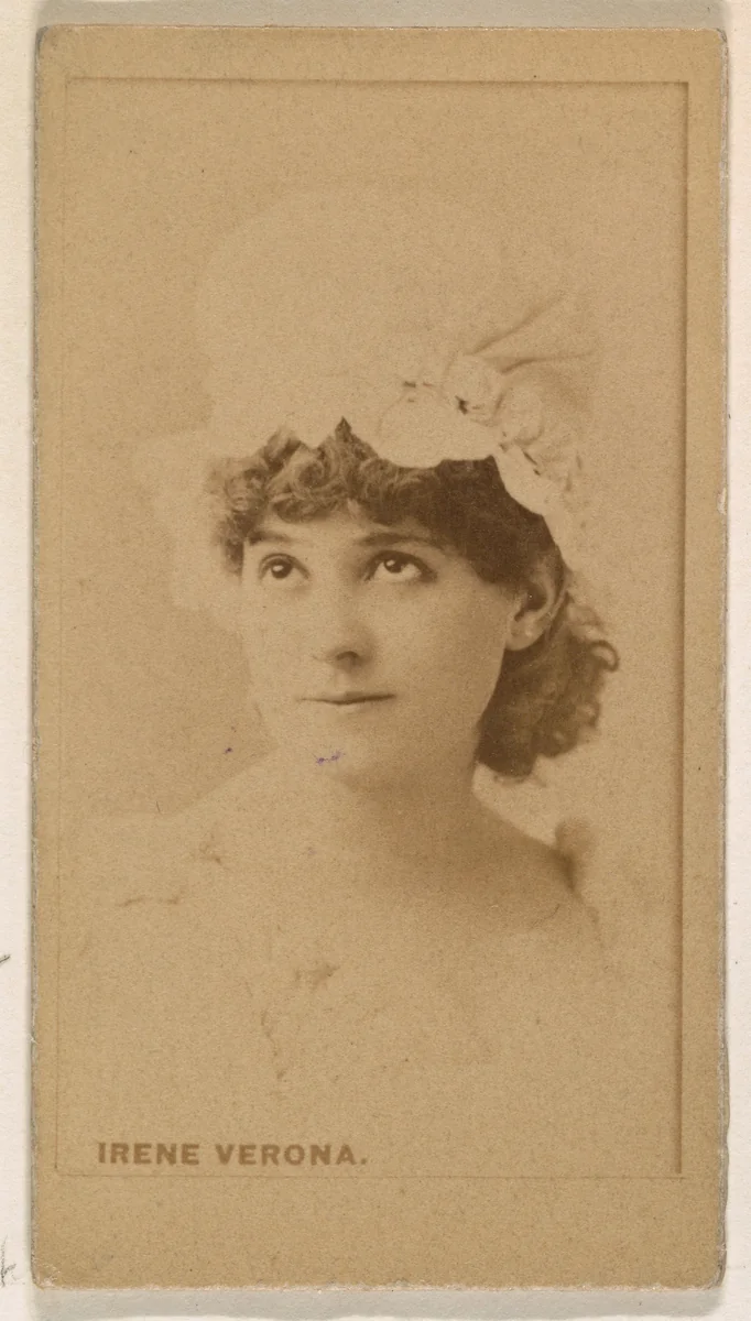 Irene Verona, from the Actresses series (N245) issued by Kinney Brothers to promote Sweet Caporal Cigarettes by Kinney Brothers Tobacco Company, photograph, 1890