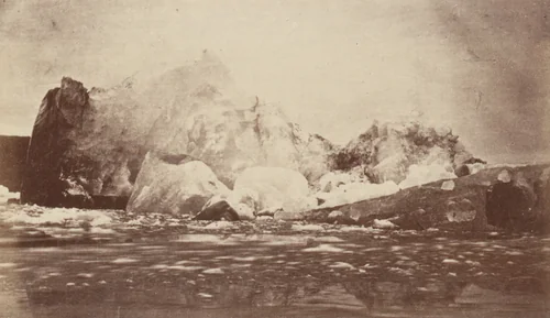 "One of the eight immense icebergs, which were discharged from the front of the, Glacier within five minutes" by George P. Critcherson, John L. Dunmore, William Bradford, photograph, 1869