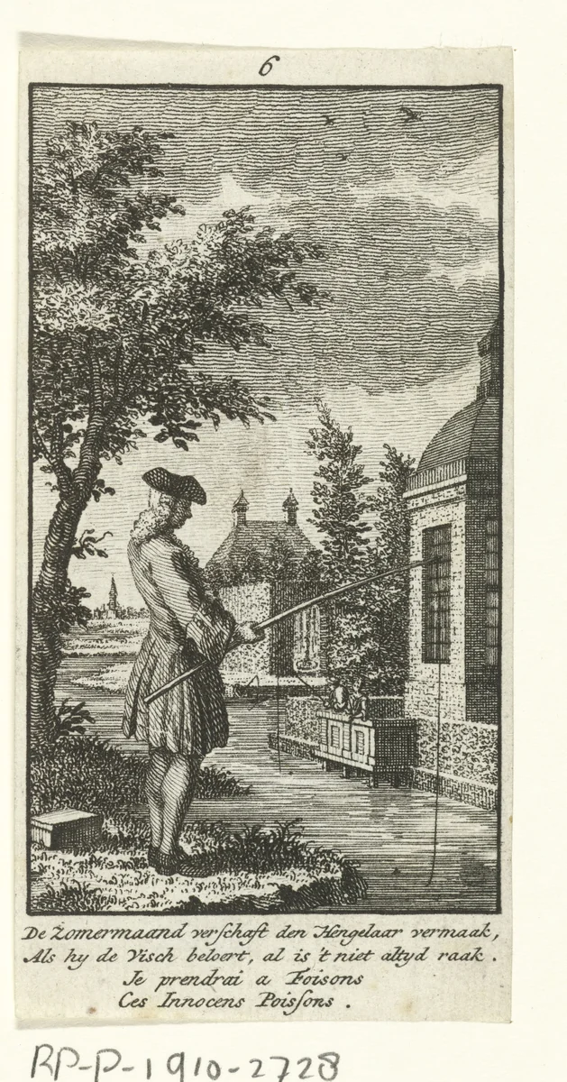 Juni: hengelaar by Jan Caspar Philips, print, 1736-1775
