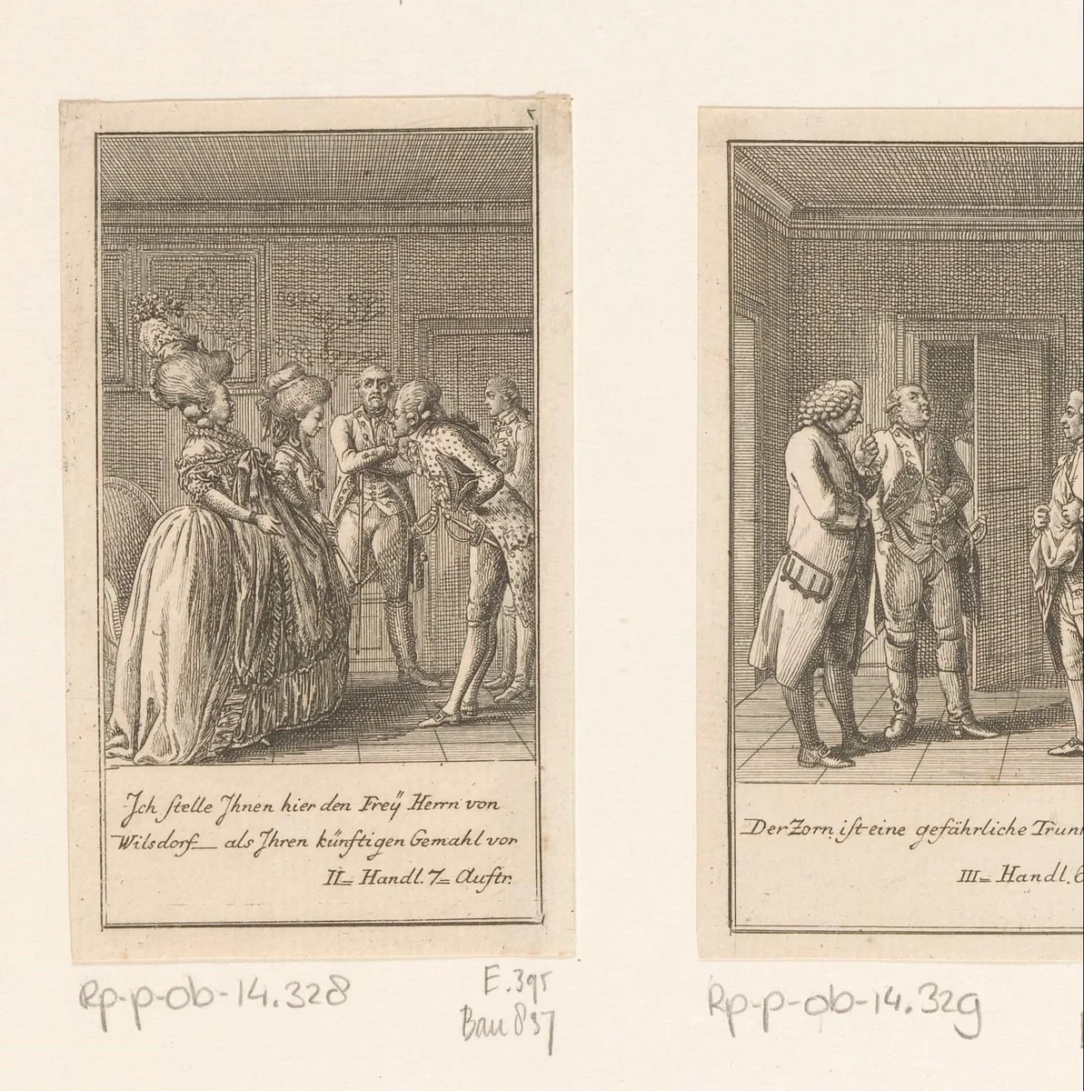 Wilhelmine wordt voorgesteld aan haar beoogde huwelijkspartner by Daniel Nikolaus Chodowiecki, print, 1781